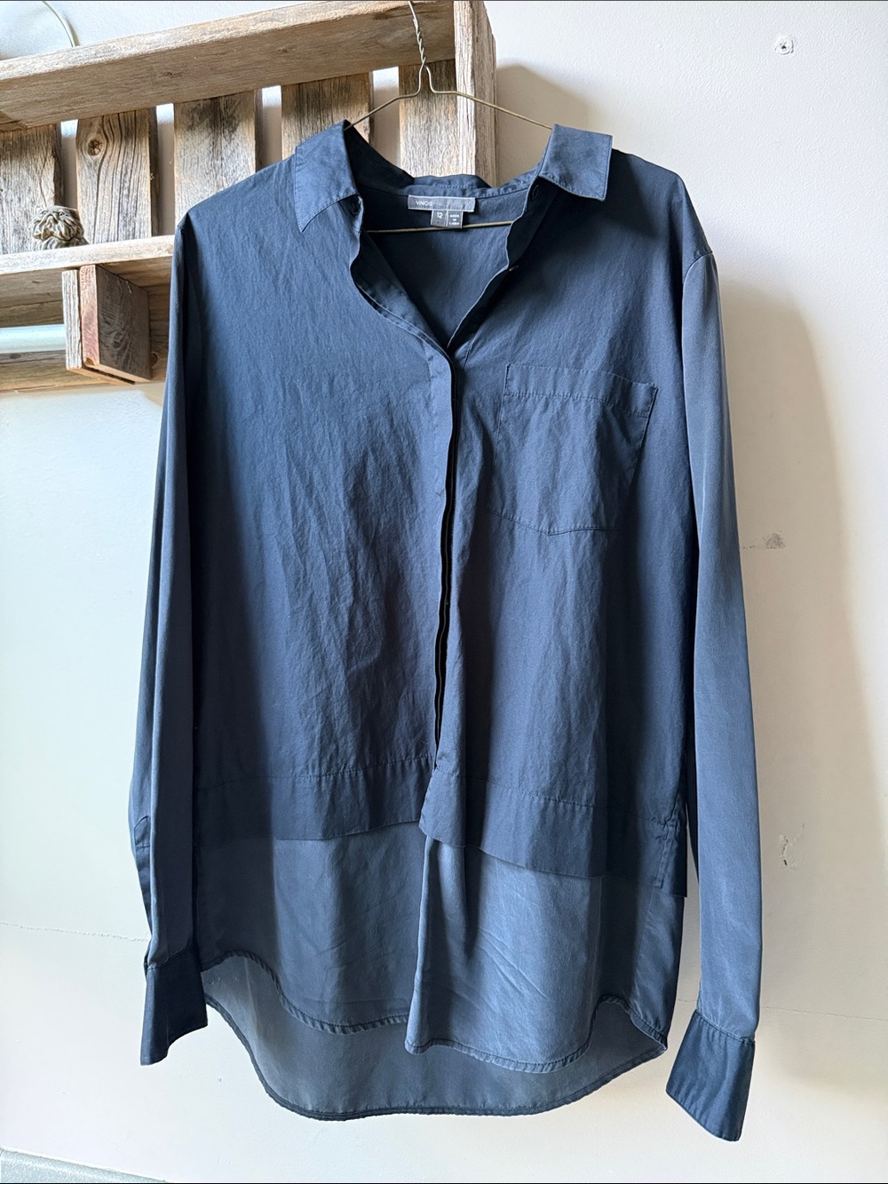 Vince mixed media Black  Button-Up Shirt Women’s 12